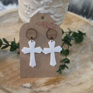 White Cross Dangle Earrings | Women Jewelry Earrings
